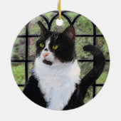 Tuxedo Cat Paining - Kute Original Cat Art Keramisch Ornament (Achterkant)