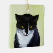 Tuxedo Cat Paining - Kute Original Cat Art Keramisch Ornament (Rechts)
