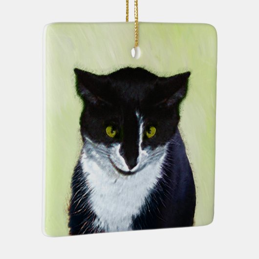 Tuxedo Cat Paining - Kute Original Cat Art Keramisch Ornament (Rechts)