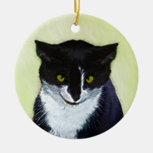 Tuxedo Cat Paining - Kute Original Cat Art Keramisch Ornament