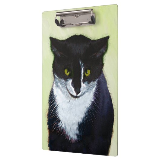 Tuxedo Cat Paining - Kute Original Cat Art Klembord (Links)
