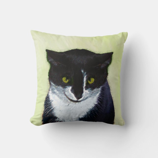 Tuxedo Cat Paining - Kute Original Cat Art Kussen (Voorkant)