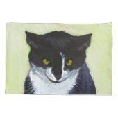 Tuxedo Cat Paining - Kute Original Cat Art Kussensloop (Achterkant)