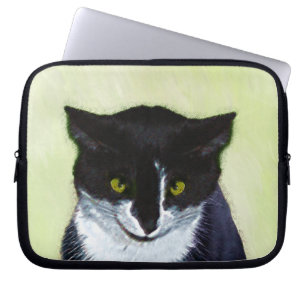 Tuxedo Cat Paining - Kute Original Cat Art Laptop Sleeve