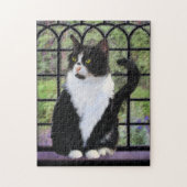 Tuxedo Cat Paining - Kute Original Cat Art Legpuzzel (Verticaal)