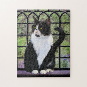 Tuxedo Cat Paining - Kute Original Cat Art Legpuzzel