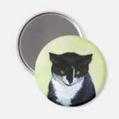 Tuxedo Cat Paining - Kute Original Cat Art Magneet (Voorkant / Achterkant)