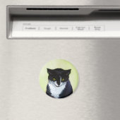 Tuxedo Cat Paining - Kute Original Cat Art Magneet (Insitu (Vaatwasser))