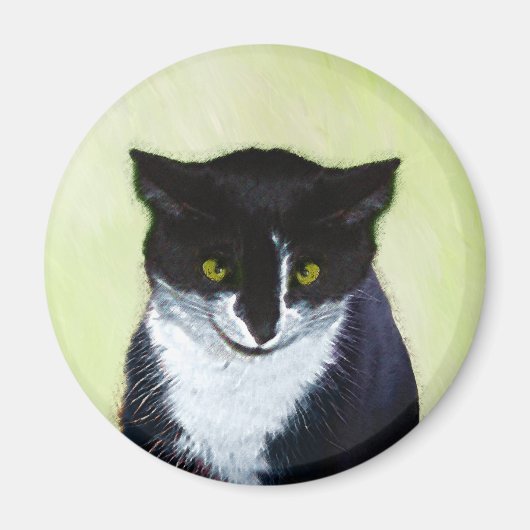 Tuxedo Cat Paining - Kute Original Cat Art Magneet (Voorkant)