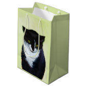 Tuxedo Cat Paining - Kute Original Cat Art Medium Cadeauzakje (Achterkant Gekanteld)