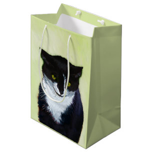 Tuxedo Cat Paining - Kute Original Cat Art Medium Cadeauzakje