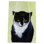 Tuxedo Cat Paining - Kute Original Cat Art Medium Cadeauzakje (Achterkant)