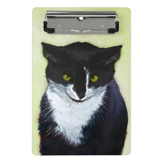 Tuxedo Cat Paining - Kute Original Cat Art Mini Klembord (Voorkant)