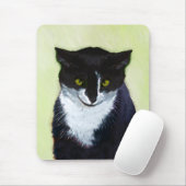 Tuxedo Cat Paining - Kute Original Cat Art Muismat (Met muis)