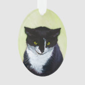 Tuxedo Cat Paining - Kute Original Cat Art Ornament (voorkant)
