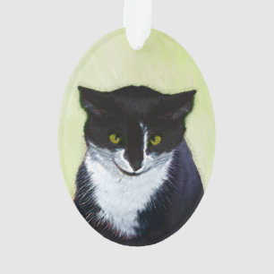 Tuxedo Cat Paining - Kute Original Cat Art Ornament