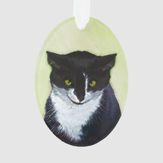Tuxedo Cat Paining - Kute Original Cat Art Ornament (achterkant)