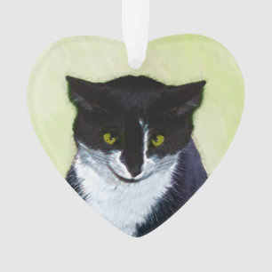 Tuxedo Cat Paining - Kute Original Cat Art Ornament