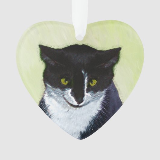 Tuxedo Cat Paining - Kute Original Cat Art Ornament (voorkant)
