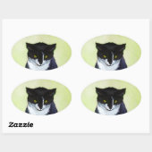 Tuxedo Cat Paining - Kute Original Cat Art Ovale Sticker (Vel)