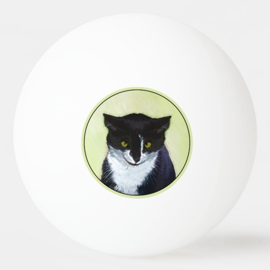 Tuxedo Cat Paining - Kute Original Cat Art Pingpongbal (Voorkant)