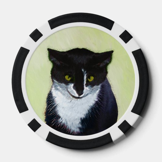 Tuxedo Cat Paining - Kute Original Cat Art Poker Chips (Achterkant)
