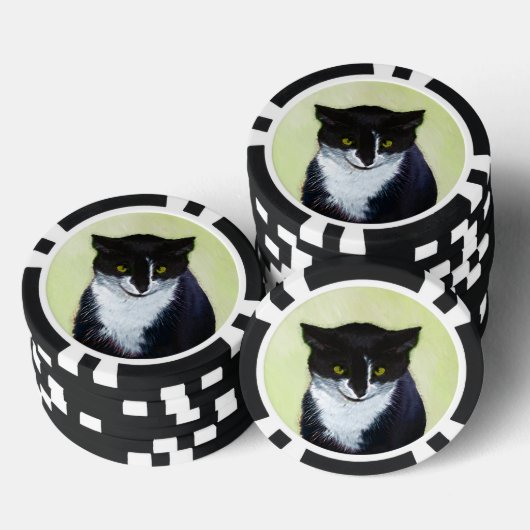 Tuxedo Cat Paining - Kute Original Cat Art Poker Chips (Opstapeling)