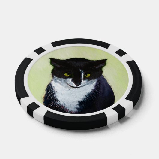 Tuxedo Cat Paining - Kute Original Cat Art Poker Chips (Enkel)