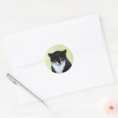 Tuxedo Cat Paining - Kute Original Cat Art Ronde Sticker (Envelop)