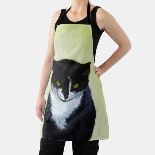 Tuxedo Cat Paining - Kute Original Cat Art Schort (Insitu)