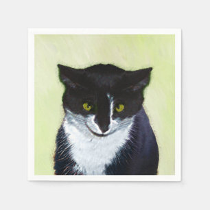 Tuxedo Cat Paining - Kute Original Cat Art Servetten