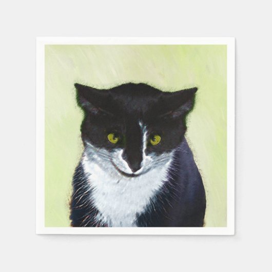 Tuxedo Cat Paining - Kute Original Cat Art Servetten (Voorkant)