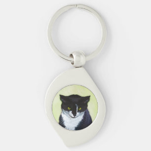 Tuxedo Cat Paining - Kute Original Cat Art Sleutelhanger