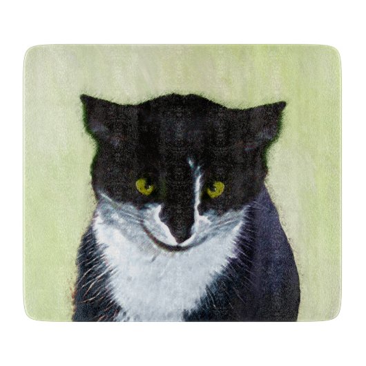 Tuxedo Cat Paining - Kute Original Cat Art Snijplank (Voorkant)