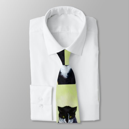 Tuxedo Cat Paining - Kute Original Cat Art Stropdas (Gebonden)