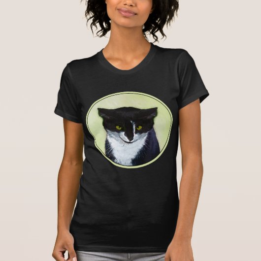 Tuxedo Cat Paining - Kute Original Cat Art T-shirt (Voorkant)