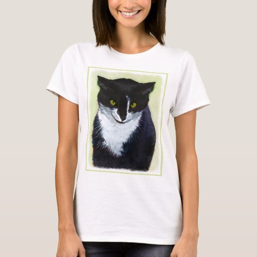 Tuxedo Cat Paining - Kute Original Cat Art T-shirt (Voorkant)