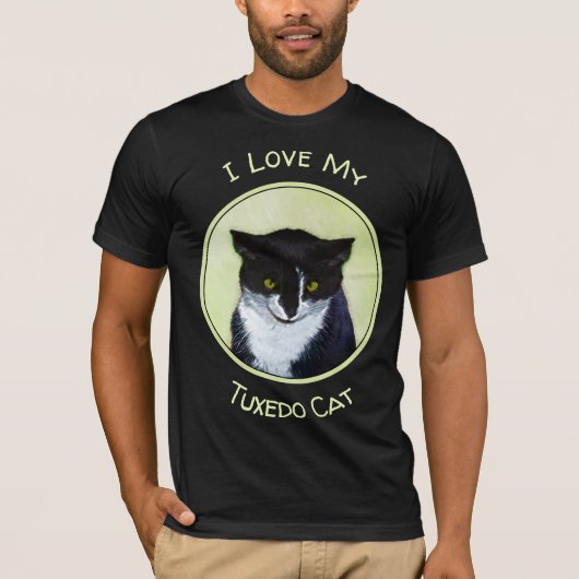 Tuxedo Cat Paining - Kute Original Cat Art T-shirt (Voorkant)