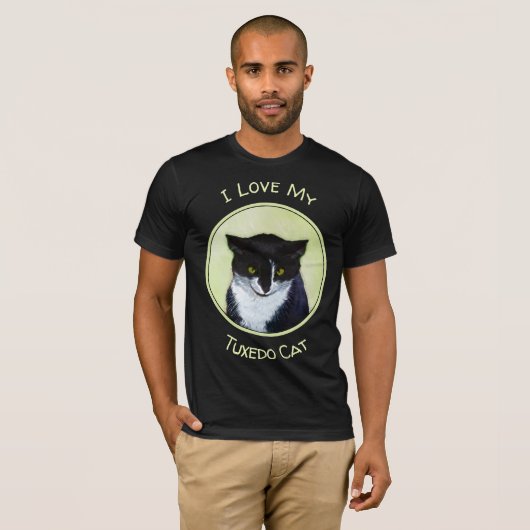 Tuxedo Cat Paining - Kute Original Cat Art T-shirt (Voorkant volledig)
