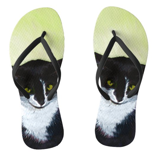 Tuxedo Cat Paining - Kute Original Cat Art Teenslippers (Voetbed)