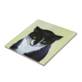 Tuxedo Cat Paining - Kute Original Cat Art Tegeltje (Zijkant)