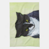 Tuxedo Cat Paining - Kute Original Cat Art Theedoek (Verticaal)