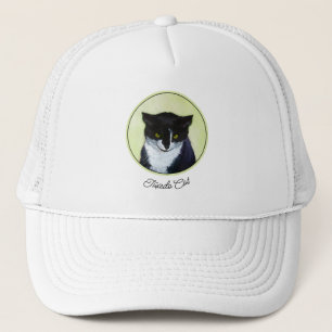 Tuxedo Cat Paining - Kute Original Cat Art Trucker Pet
