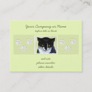 Tuxedo Cat Paining - Kute Original Cat Art Visitekaartje