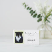 Tuxedo Cat Paining - Kute Original Cat Art Visitekaartje (Staand voorkant)