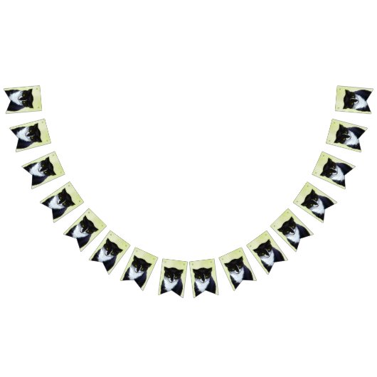 Tuxedo Cat Paining - Kute Original Cat Art Vlaggetjes (Alle)