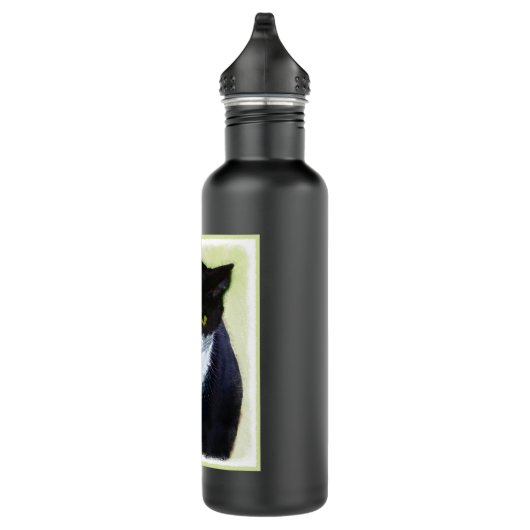 Tuxedo Cat Paining - Kute Original Cat Art Waterfles (Rechts)