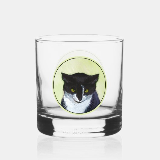Tuxedo Cat Paining - Kute Original Cat Art Whisky Glas (Voorkant)