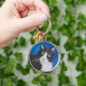 Tuxedo Cat Paining Sleutelhanger (Hand)