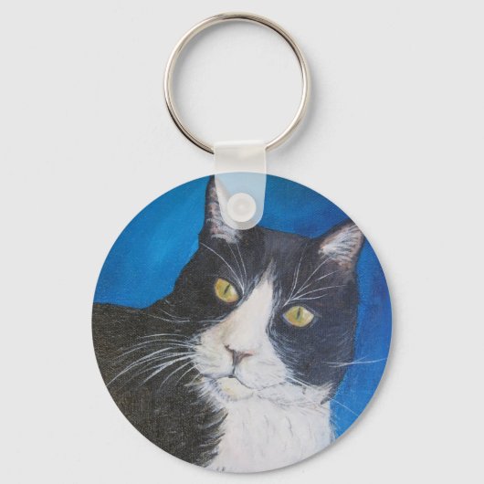 Tuxedo Cat Paining Sleutelhanger (Voorkant)